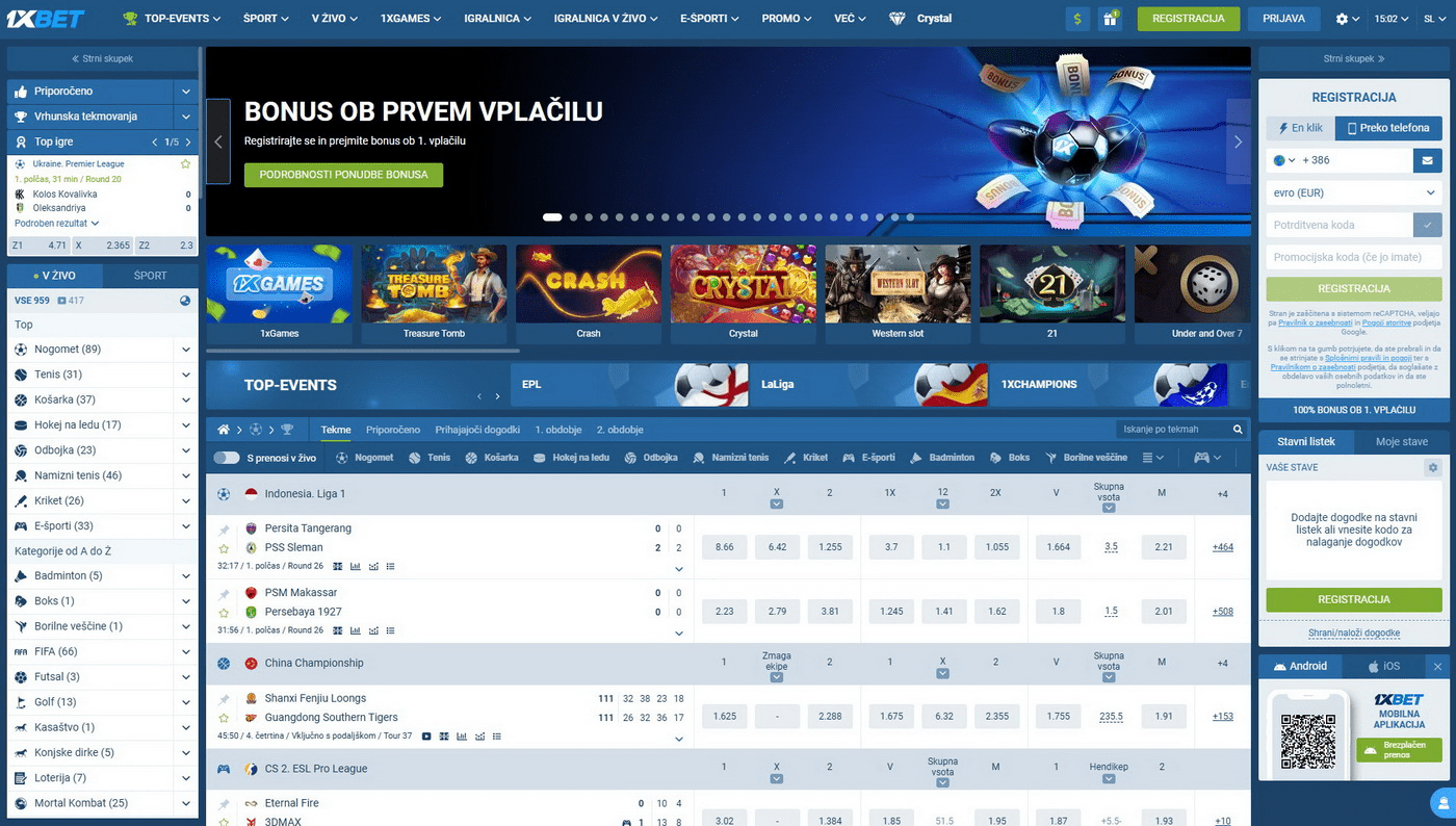 Ponudba stav stavnice 1xBet